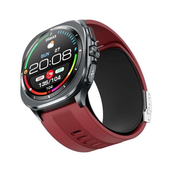 Smartklocka EKG och blodtrycksmätning 1.43 inch AMOLED för vardag och träning Bluetooth-samtal NFC 5–10 dagars batteritid Red Red