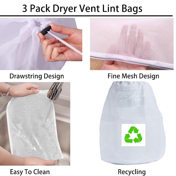 Tørretumbler Udluftning fnug Trap Catcher Bag Kit