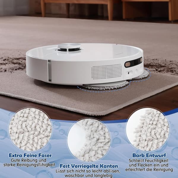 Tvättbara mikrofibermoppdukar 8-pack för robotdammsugare - effektiv våtmoppning i hemmet, maskintvättbara moppdukar kompatibelt med Ecovacs Deebot och