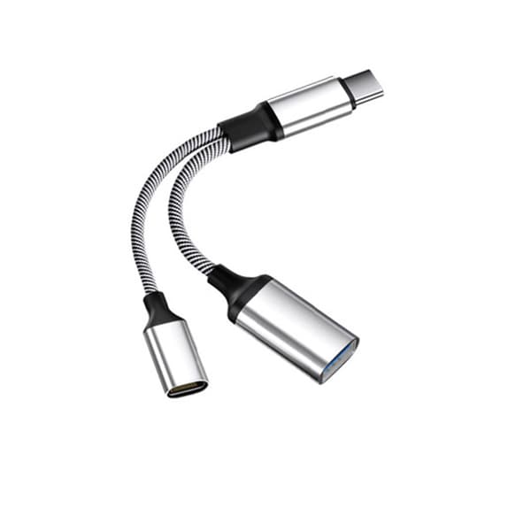 Multifunktionel USB-C til USB Adapter med Opladning - OTG Dataoverførsel og 60W PD Hurtigopladning Silver Silver