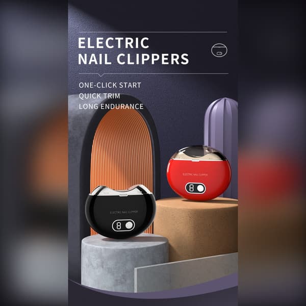 Multifunktionell Elektrisk Nagelfil & Klippare med LCD-Display - Säker Nagelvård Red Red
