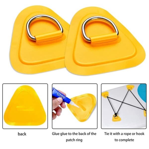 D-ring patch kit för kajak säkra fästen för kajak, uppblåsbara båtar, SUP och jollar med PVC-bakade lappar, rostfria D-ringar och 2.5 rep