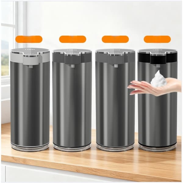 Rostfritt stål djupgrå automatisk skumtvåldispenser med rörelsesensor 400ml USB-uppladdningsbar 0,3s snabb utdelning