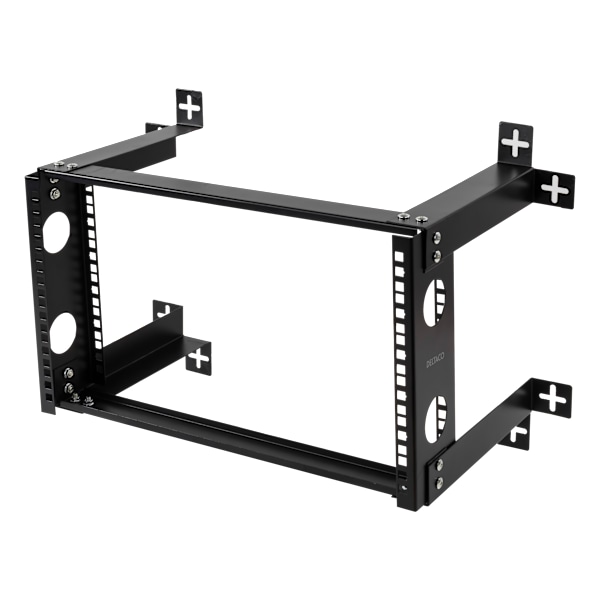 19" wall mount, 6U, 35kg load, steel, mounting kit, black