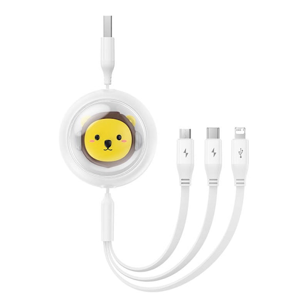 Laddningskabel 3w1 Baseus USB till USB-C, USB-M, Lightning 3,5A, 1,1m (Vit)
