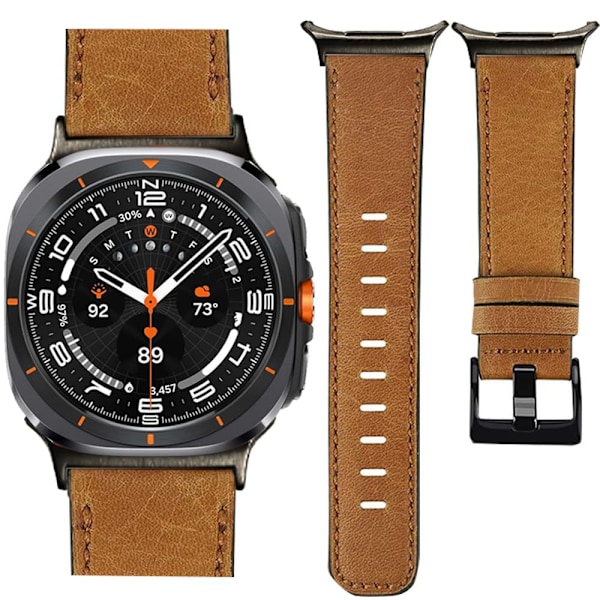 Rem i ægte læder til Samsung Watch 7 (Ultra 47 mm) - Brun