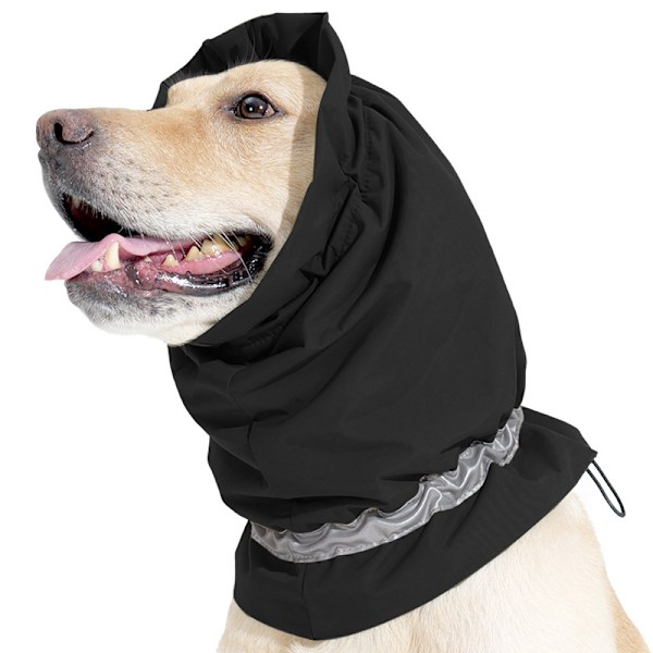 Beroligende hundehætte - Vandtæt & varm hundekrave i én Sort L