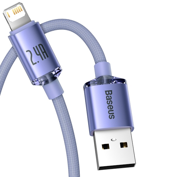 Baseus Crystal Shine-kabel USB till Lightning, 2,4A, 1,2m (lila)