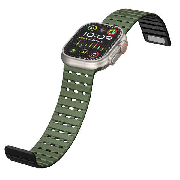 Andningsbar magnetrem för Apple Watch Series 1-9 generationer 42/44/45 mm gräs färg