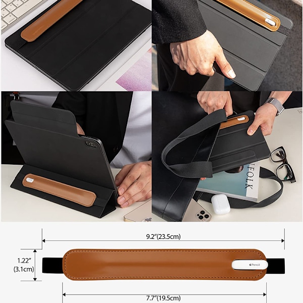 Apple Pencil-etui, PU-læder penneholder etui til iPad Pencil Brun