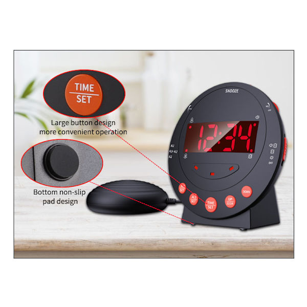 INF Vækkeur med bed shaker Sort