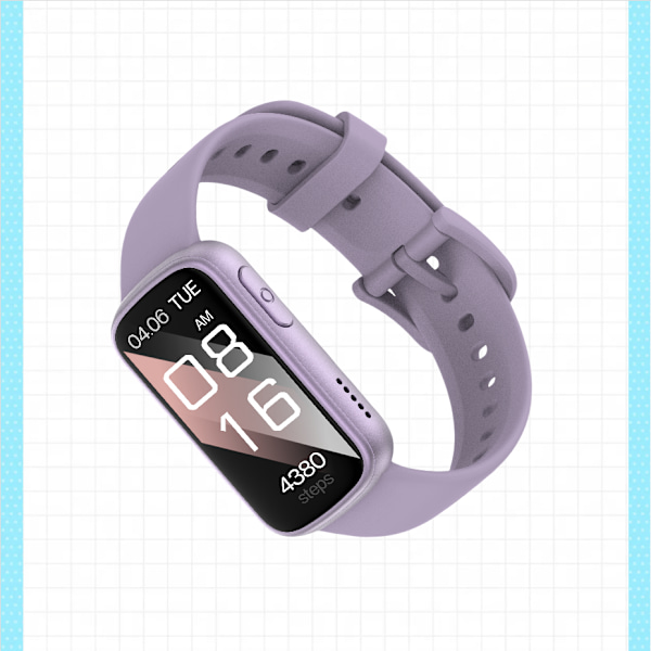 Smartwatch med EKG, puls- og blodtryksmåler, søvnmåler, skridttæller Lilla