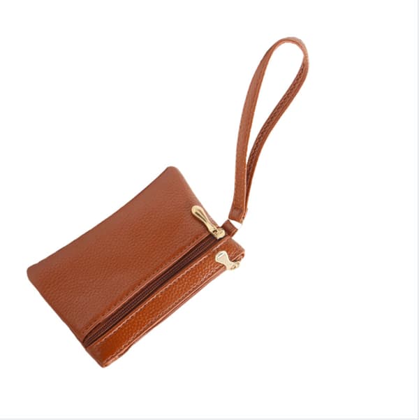 Chic Dame Lille Tegnebog med Dobbelt Lynlåsdesign Brown Brown