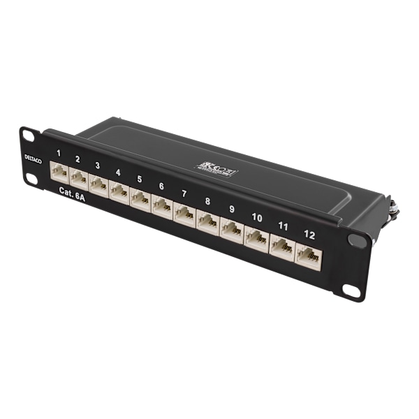 10" patch panel, 12xRJ45, Cat6a, STP, 10Gbps, metal, black