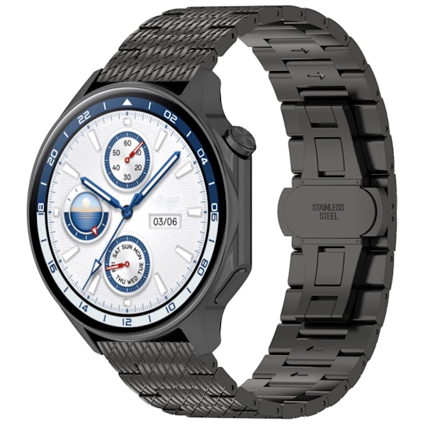 Teksturoitu teräshihna Garmin Forerunner 165/165 Music/168/168 Music/D2 Air X10/Bounce/vivoactive 5/Active 5/VivoMove Tr Musta 22 mm