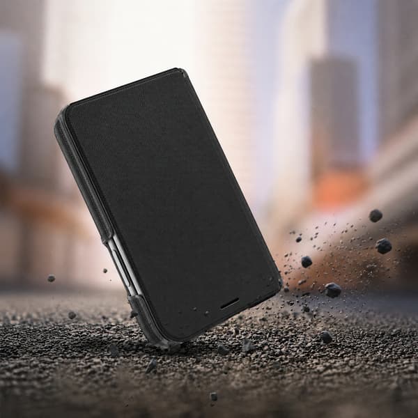 Vikbart mobilskal kompatibelt med iPhone Duo – PU-läder, kortfack och kameralinsskydd Grey Grey
