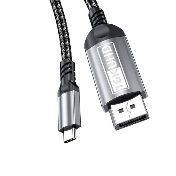 16K High Definition Type-C til DP 2.1 Kabel, Kompatibel med 8K 4K Telefoner og Computere, Thunderbolt Display Adapter Kabel Grey 2 m Grey 2 m