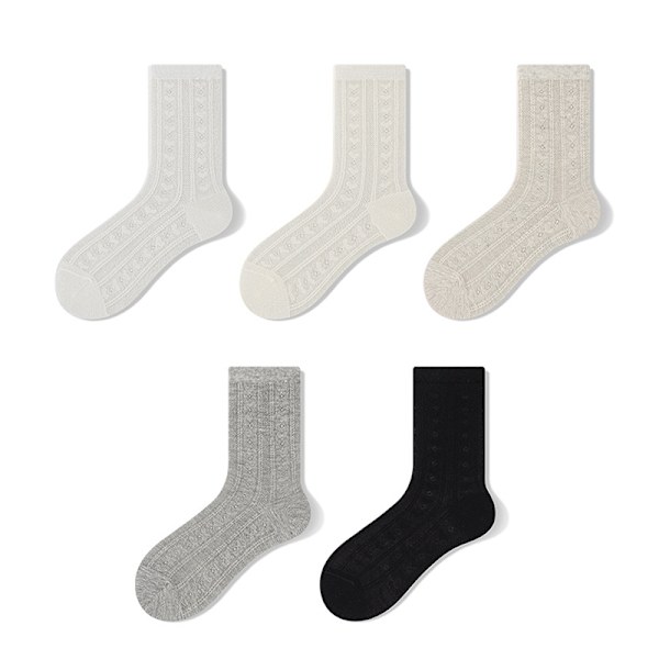 5 Par Ankelstrumpor - Svart, Ljusgrå, Grå, Beige, Vit