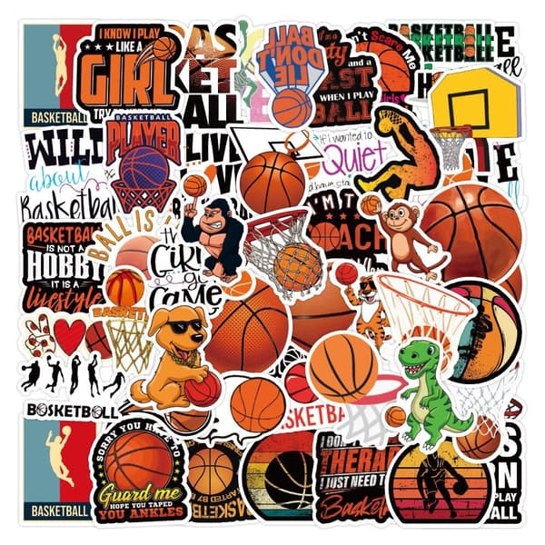 DIY Basketboll Klistermärken Set - 50 Vattentäta Vinyl Dekaler för Laptops, Vattenflaskor, Skateboards