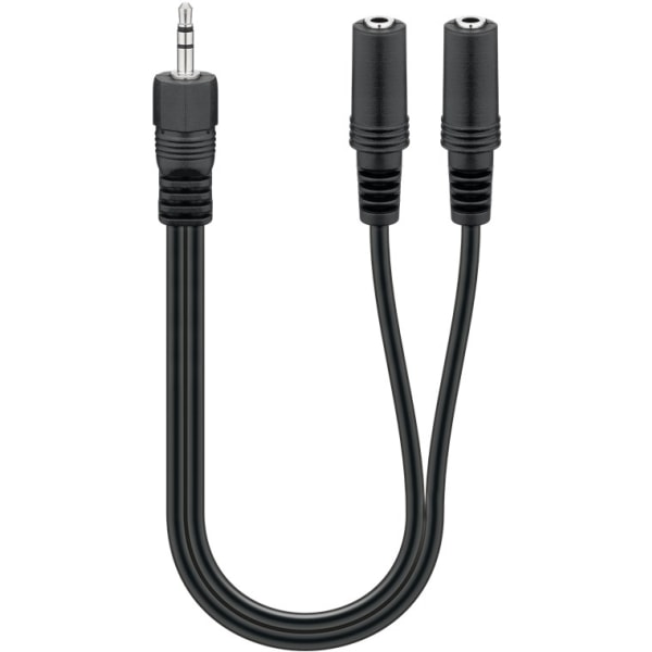 3,5 mm ljud Y-kabel adapter, 1x manlig till 2x kvinnlig stereo