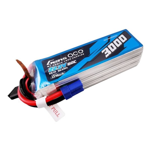 Gens ace G-Tech 3000mAh 22,2V 60C 6S1P Lipo-batteripaket med EC5-kontakt