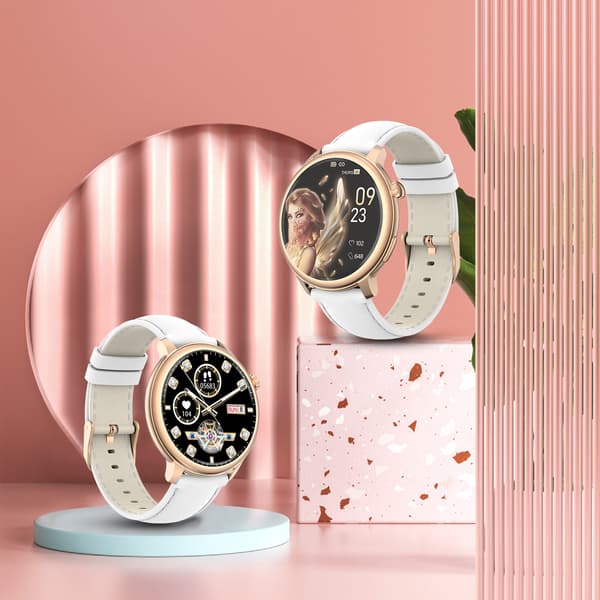 Smartwatch med puls-, blodtryks- og iltmåling White White