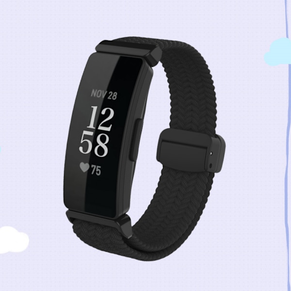 Stilrent vävt magnetband i nylon för Fitbit Inspire 3 Svart