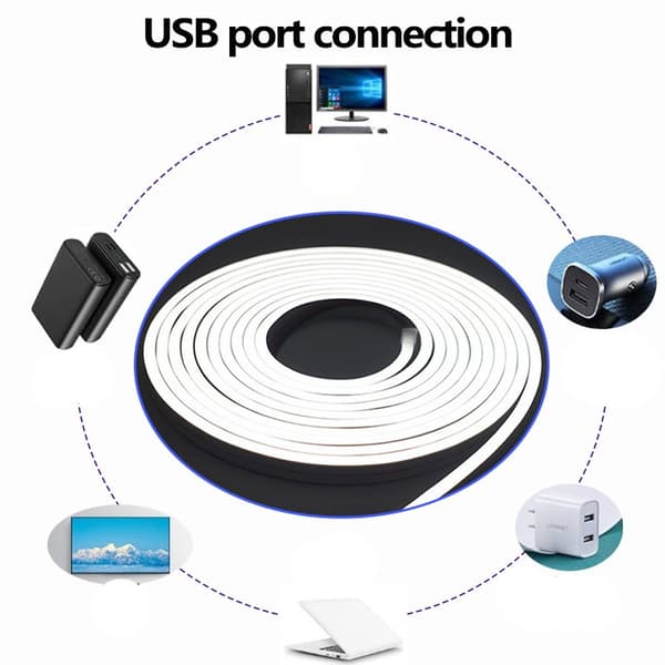 6500K Vit Neon LED Strip Ljus - Touch Dimbar, USB-driven med Självhäftande Tejp 5 m 5 m