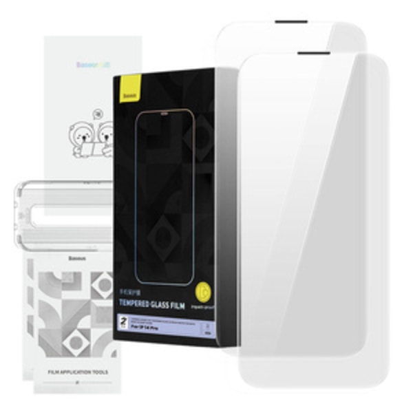 Karkaistu lasi Baseus Corning iPhone 14 Prolle sisäänrakennetulla pölysuodattimella