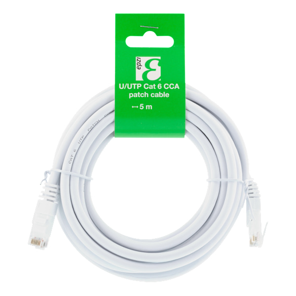 U/UTP Cat6 patch cable, CCA, 5m, 250MHz, white