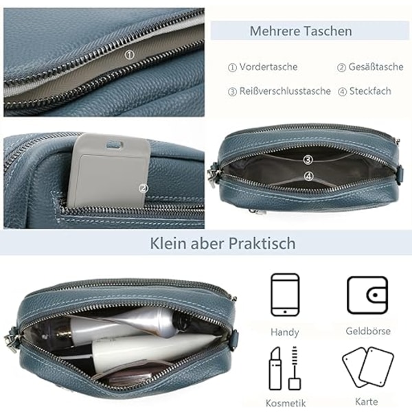 Crossbody taske skulderrem taske PU læder Blå