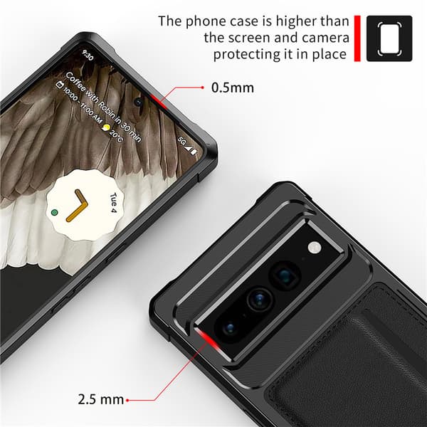 Tyylikäs musta lompakkokotelo Google Pixel 9 Pro XL -puhelimelle