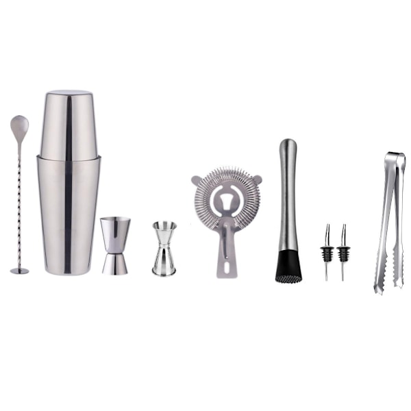 INF 10 delar cocktailset, barset, shaker 750 ml - Rostfritt stål Silver