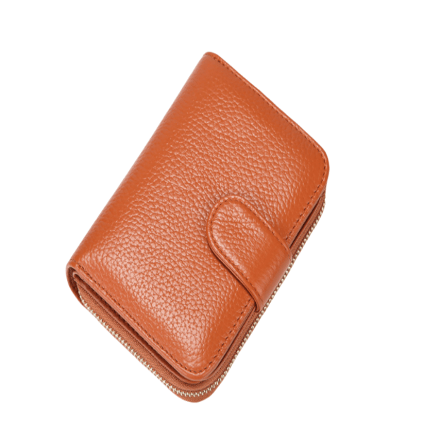 Plånboks i äkta läder med dragspelsdesign Brown Brown