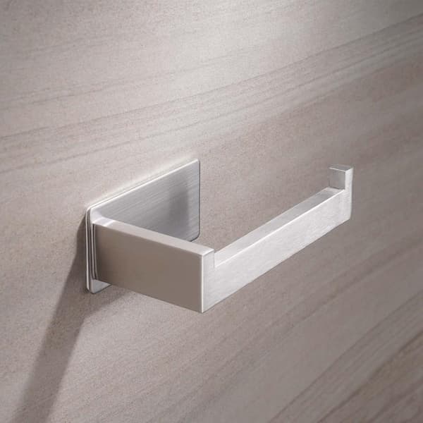 Selvklæbende rustfrit stål toiletpapirholder vægmonteret uden boring mat sort 14cm Silver Silver