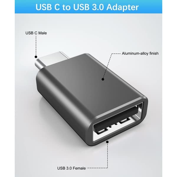 USB-C til USB Adapter 4-pak: Aluminiumlegering, 5 Gbps dataoverførsel, kompatibel med iPhone, iPad, MacBook og Samsung Galaxy Black Black
