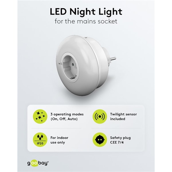LED-nattlampa till vägguttag