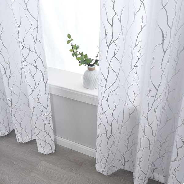 Set med 2 Konst Trädgren Silver Varmstämpling Skira Gardiner - Stångficka White S White S