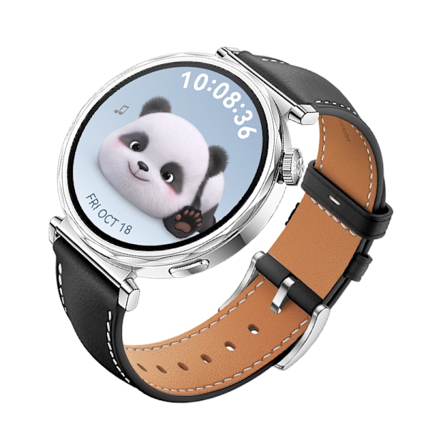 Klockarmband i Läder för Huawei Watch GT5 - 18MM Svart + Silver