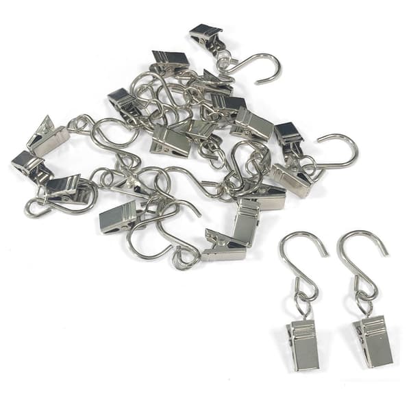 Gardinklämmor med S-Krokar, 20-pack Silver Silver