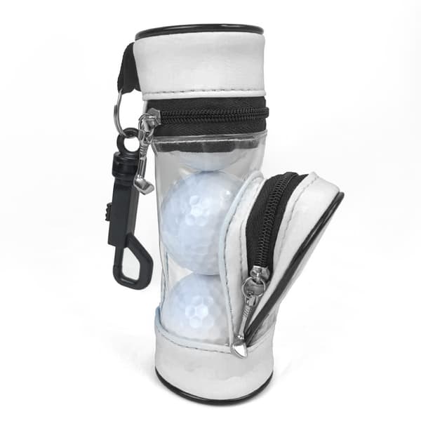 Bærbar PU læder golfboldpose med tee-holder - Rummer 3 bolde White White