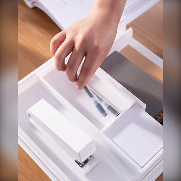 Flerlagers Skrivbordsfilorganisator Rack - Justerbar Dokumentbricka av PS-Material för Effektiv Dokumenthantering White White