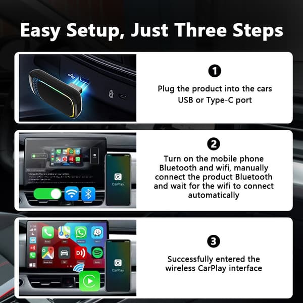 Trådløs CarPlay-adapter: USB Plug-In Smart Car Dongle