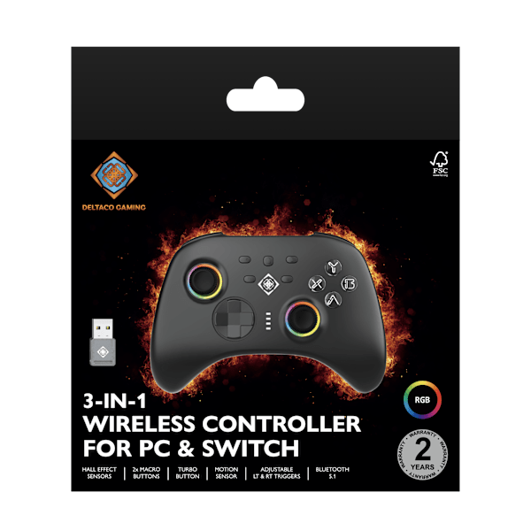 3-in-1 Wireless Controller for PC, 2.4G + BT 5.1 Connection