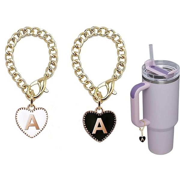 Stanley Cup Charms: Hjerteformet Sort & Hvidt Sæt med 2