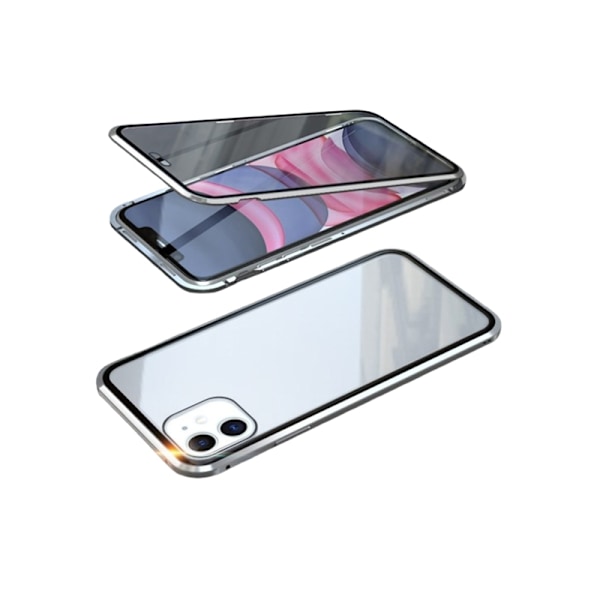 Magnetiskt skal till iPhone, dubbelsidigt härdat glasskydd iPhone 16 Pro Max Silver