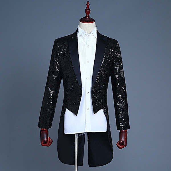 Herre Pailletter Smokingjakke, Scene Performance Blazer Sort M