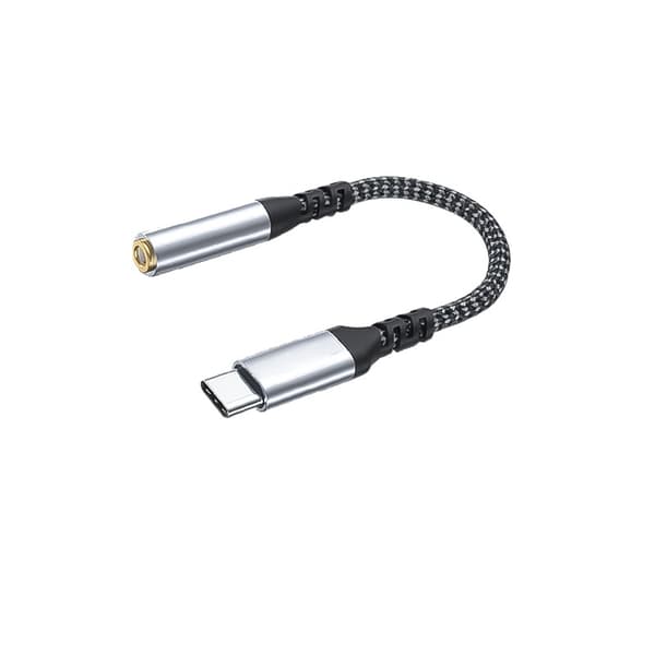 Type-C til 3.5mm Adapter med DAC Chip - Hi-Res Lydkvalitet og Bred Kompatibilitet Grey Grey