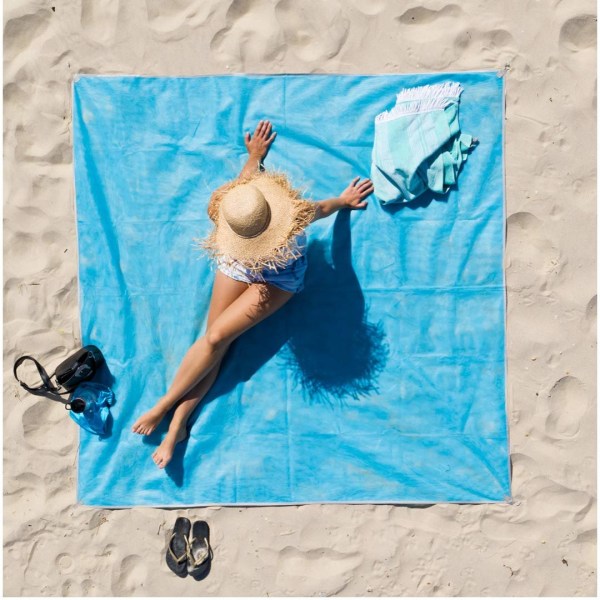 Sandavvisande strand/picknickfilt - 200x150 cm - blå