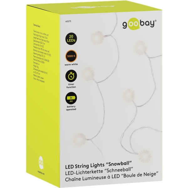 20 LED ljusslinga "Snöboll"